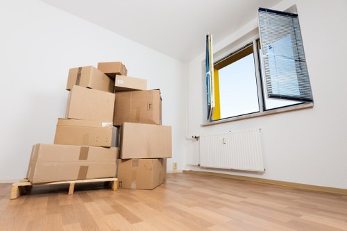 Household items prepared for a move in Camden