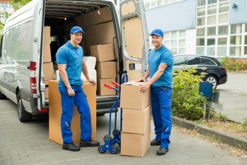 Packed boxes and furniture ready for a Camden home relocation