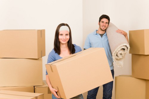 Removal van and boxes for a Camden flat move